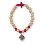 PULSERA BOLAS MADERA CRUZ ROJA
